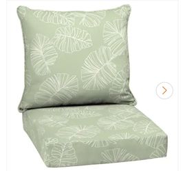 24 in. x 24 in. 2-Piece Deep Seating Outdoor Lounge Cushion in Coastal Green Leaf
