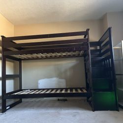Solid Wood Bunk Bed With Stairs And Side Drawers