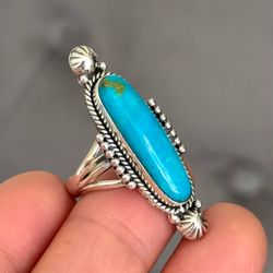 Turquoise 💍 925 Sterling Silver Ring (Size 8 1/4)