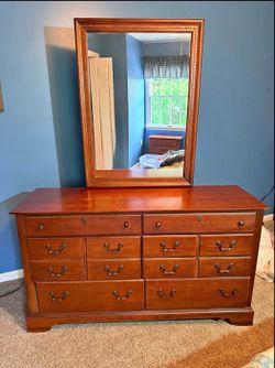 Wooden dresser and mirror
