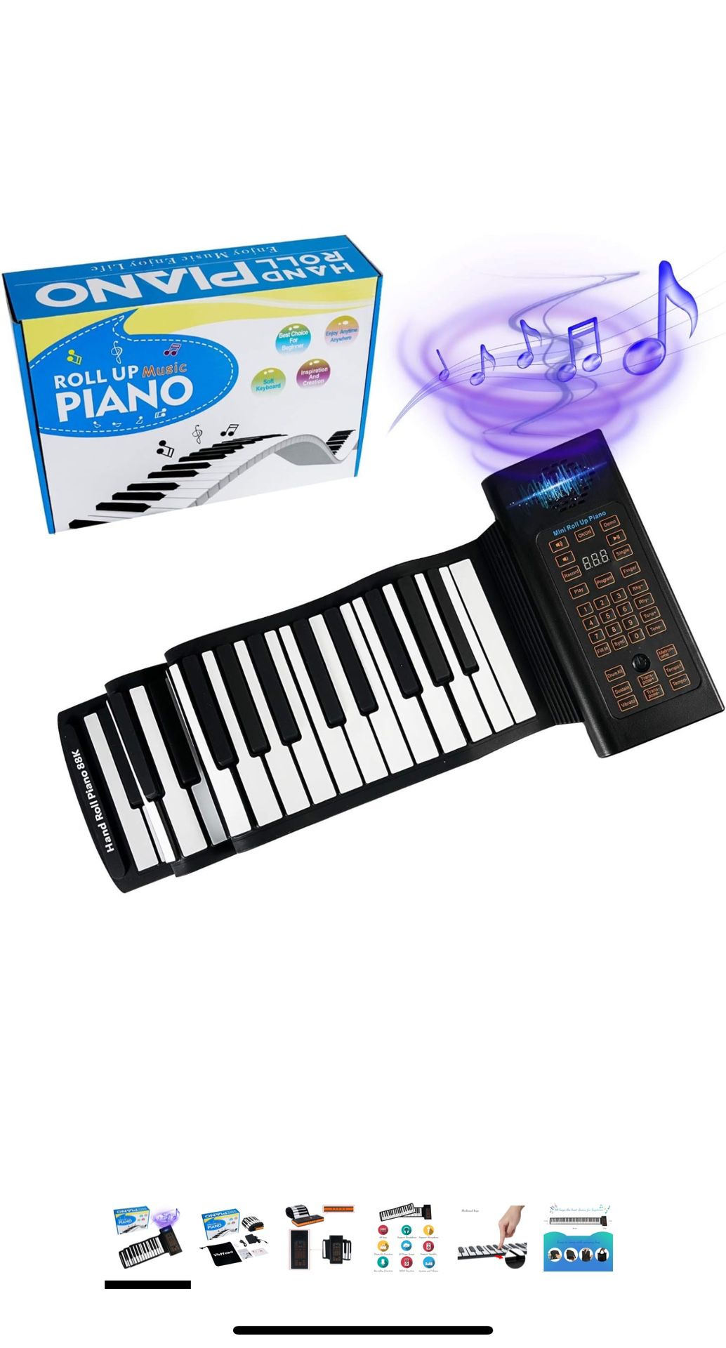 88 Keys Portable Piano With Storage Bag,Keyboard Hand Roll Piano,Roll Up Keyboard Piano, Foldable Piano,Roll Out Piano,Kids Keyboard Piano