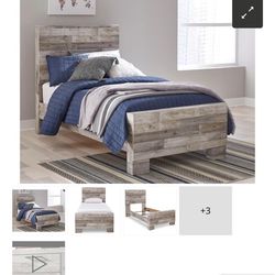 Beige Rustic Twin Bed Frame by Ashley Furniture