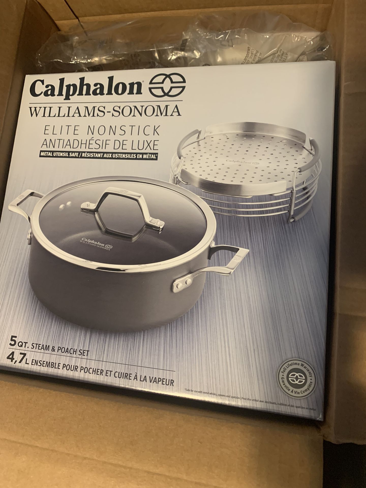 Calphalon William-Sonoma hard-anodized nonstick 5-qt poach & steam set