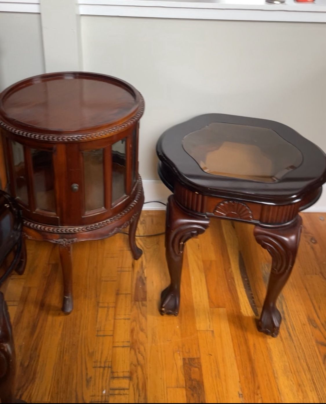 Vintage Clover Glass Top End table