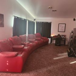 Red Italian Leather Recliner Sofa