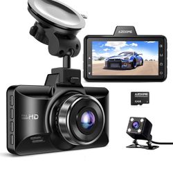 Dual Dash Cam Front and Rear, 3 inch 2.5D IPS Screen Free 64GB Card Car Driving Recorder, 1080P FHD Dashboard Camera 