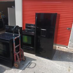 Black Refrigerator And Range 