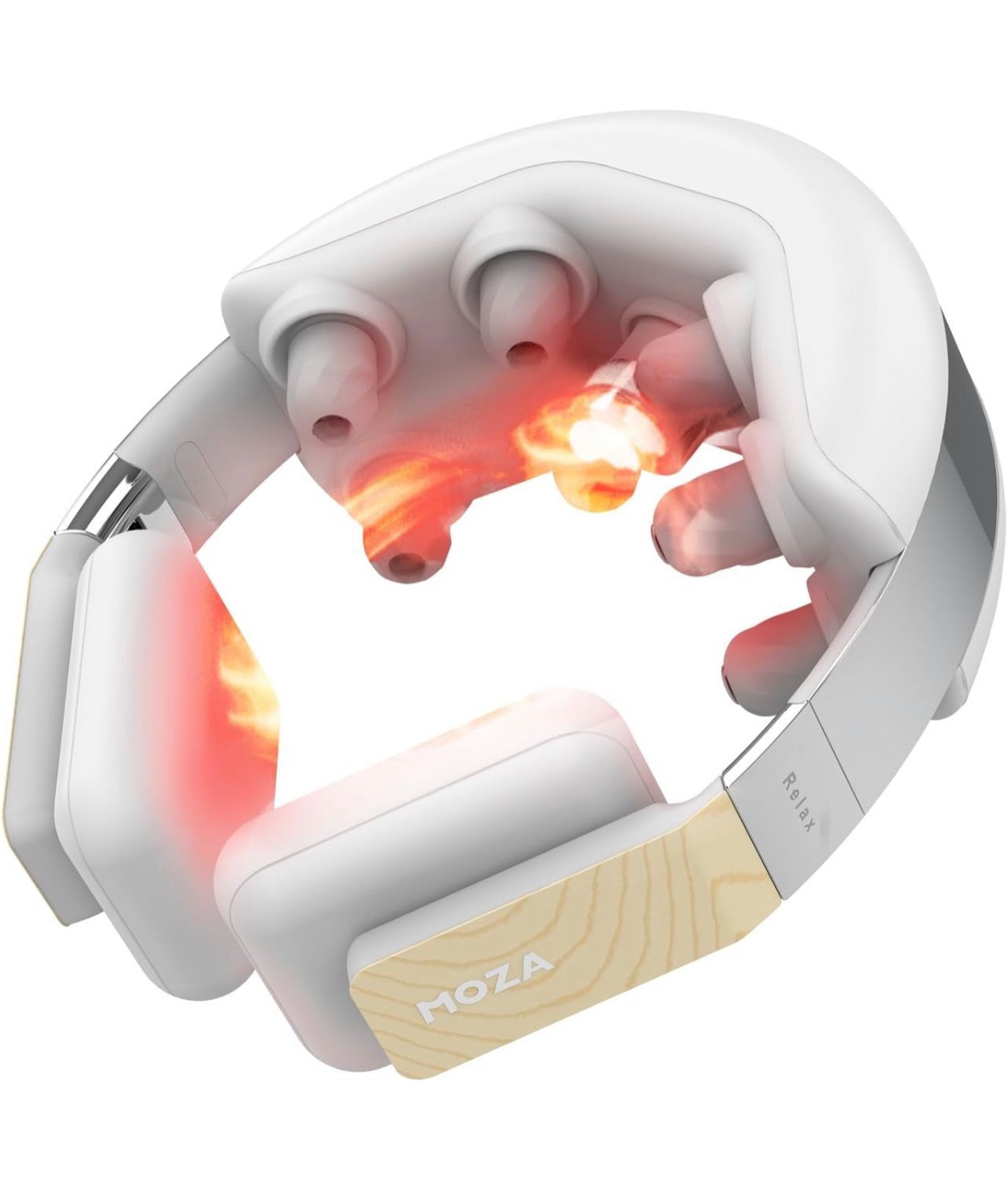 MOZA Neck Massager with Heat, Cordless Neck and Shoulder Massager for Pain Relief Deep Tissue, Electric Kneading Massager with 4 Massage Modes and Swi