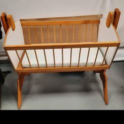 Vintage Wooden Baby Cradle
