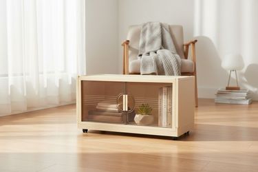 Extra Large 3-Tier Stackable Storage Cabinet Bins w/ Doors & Wheels - Collapsible