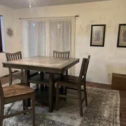 Beautiful Rustic Grey All Solid Wood Table Set With 4 Chairs  🪵 