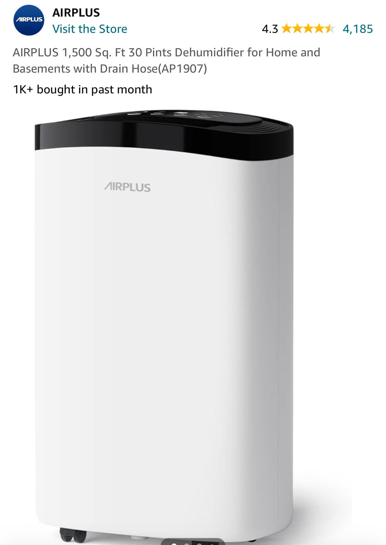 New Airplus 30 Pints Dehumidifier For Home And Basement