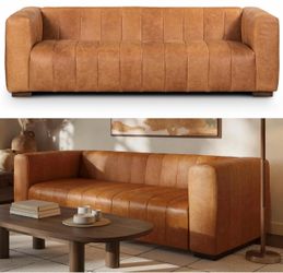 FOR SALE: POLY & BARK Canale 86” Leather Sofa — Cognac Tan