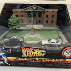 Back To The Future Hill Valley Courthouse Scene With Diecast Nano Cars 