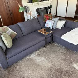 Comfortable Sectional Couch Gray/Navy