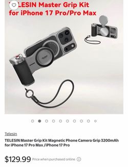 TELESIN Master Grip Kit Magnetic Phone Camera Grip 3200mAh for iPhone 17 Pro Max / iPhone 17 Pro