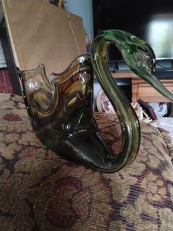 Mid Century Artistic Hand Blown Glass Swan