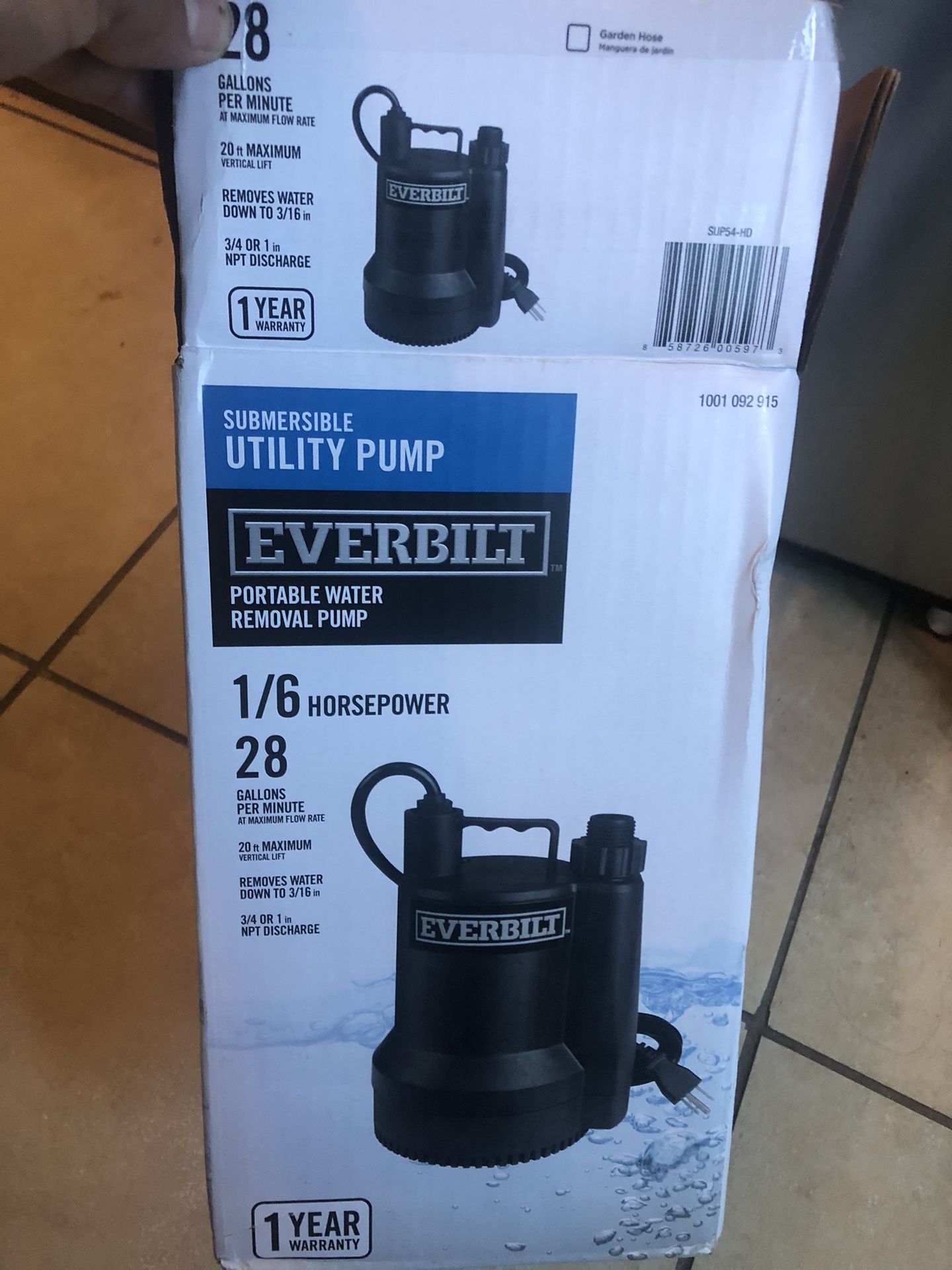 Everbilt SUP54-HD 1/6 HP Bomba De Agua