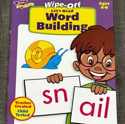 New Ages 6-8 Dry Erase Word Building Reusable Educational Workbook