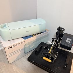 Cricut Explore 3 + Heat Press Bundle – Like New!
