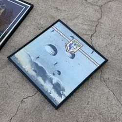 Framed Vintage PARATROOPER Vinyl Art Prints Set 1 of 2