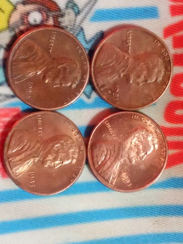 1981D, 1983, 1984,1985 Lincoln Penny 