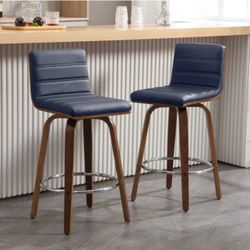Faux Leather Upholstered Swivel Bar Stools, Counter Stool