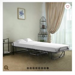 Costway Rollaway Folding Metal Bed Guest Bed Made in Italy White