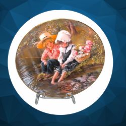 Vintage 1983 Reco Sandra Kuck Third Issue In Days Gone By Series “Little Anglers” Plate