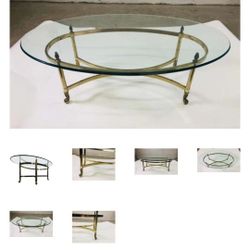 Vintage Glass And Brass Table
