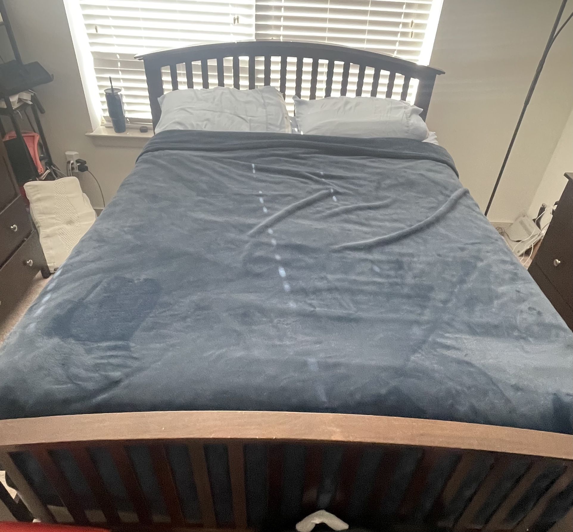 Queen Mattress With Bed Frame and Box Spring