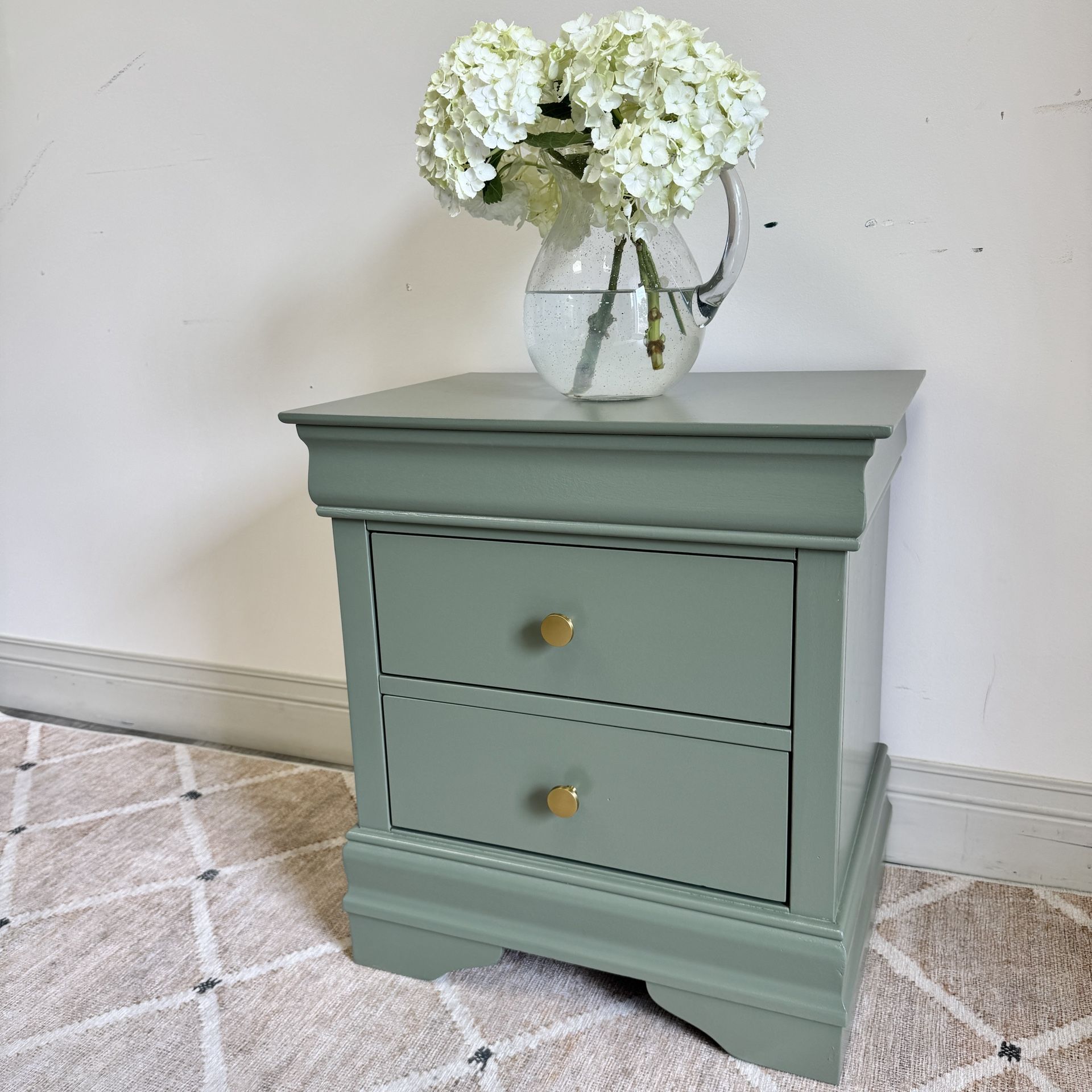 Gorgeous Green Wood Nightstand 