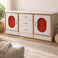 White and Red Cabinet- two pieces
