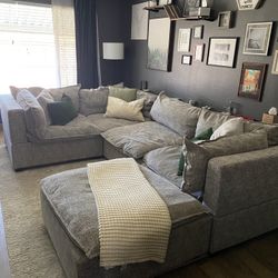 Albany Park Kova Sectional Sofa + Ottoman & Custom Console Table w/ Outlets