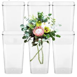 15 Inch Tall Clear Acrylic Vases  Lot of 6