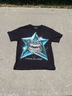 BLACK Lost in the Hills LARGE Rhinestone / Chrome star shirt
