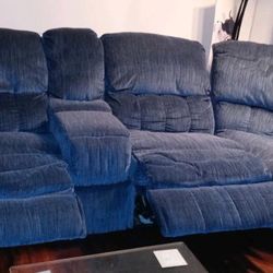 Sectional Sofa Blue W/ Recliners  $700 OBO