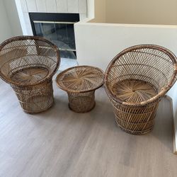 Wicker Chair Table Set 
