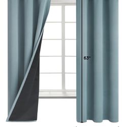 Teal / Greyush Blue Thermal Blackout Curtains