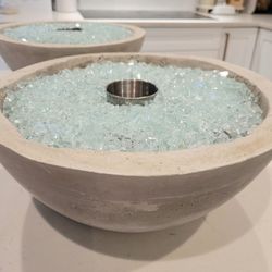 Brand New Pair Of Concrete,  Ethanol Fuel Firebowls for Patio Or Pool