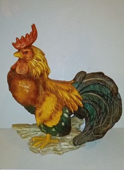 Large And Colorful Ceramic Rooster Figurine