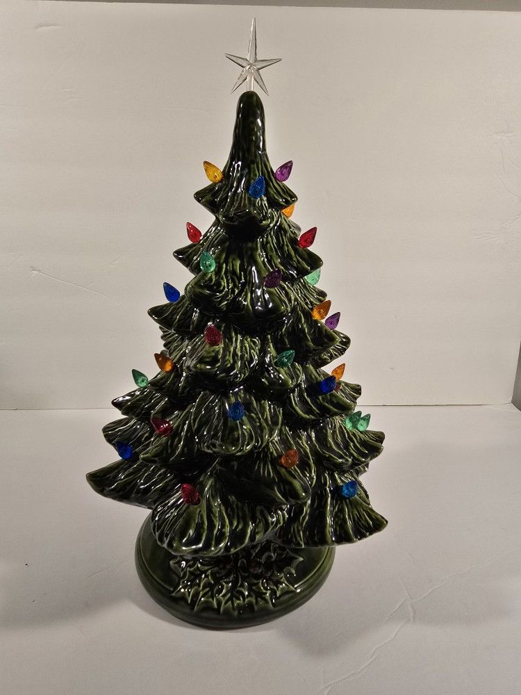 Vintage Ceramic Light-up Christmas Tree 15" Tall