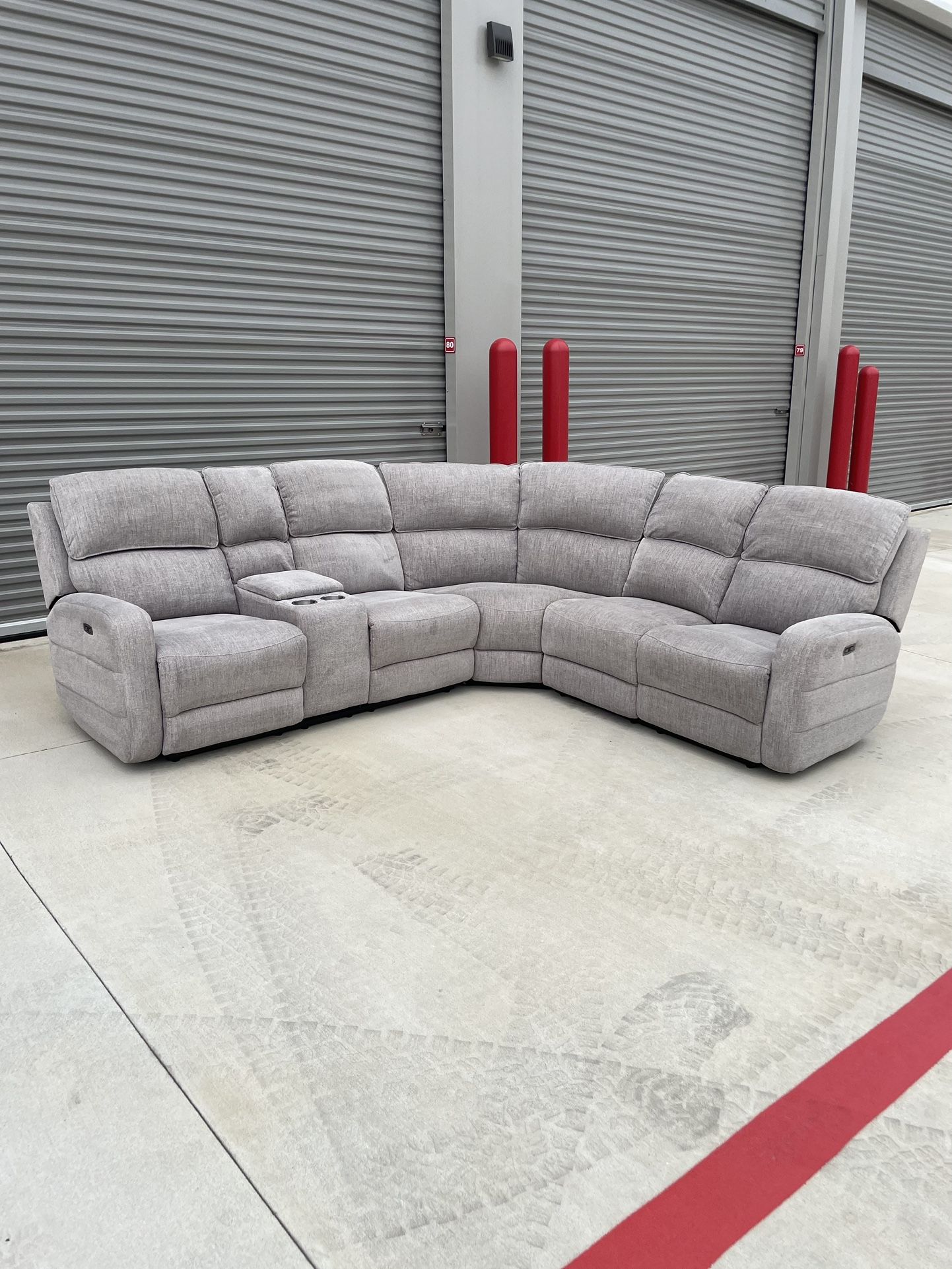 Free Delivery - Light Gray Power Recliner Sectional Sofa Couch