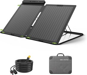 100W Portable Solar Panel, 26% Efficiency, Bifacial Foldable Design Dual-sided design captures light; IP68-rated panel, reflective case and 10FT cable