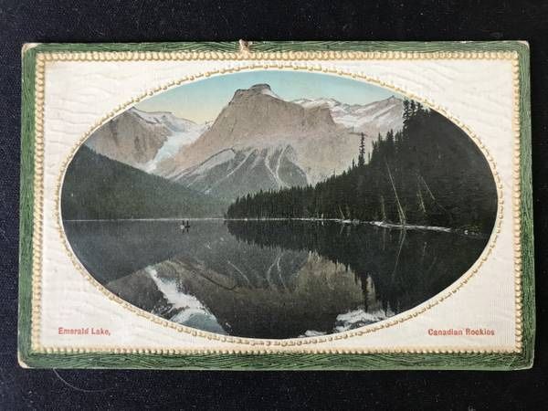 Vintage V & Sons Embossed Postcard of Emerald Lake in Canadian Rockies