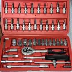 46 Piece Toolbox For Furniture Assembly And Automotive Repair 