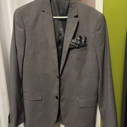 Gray slim fit suit jacket