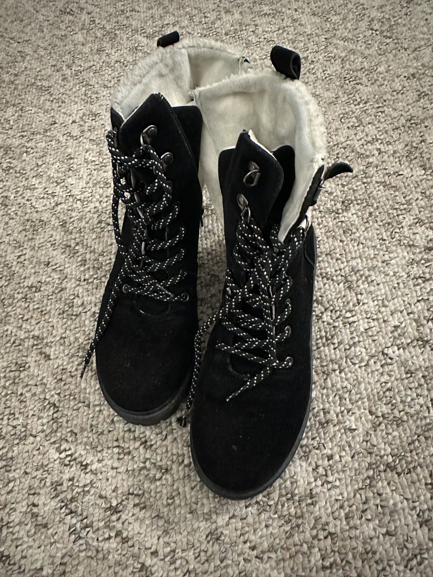 Black Suede Winter Boots with Fur Lining: $10
