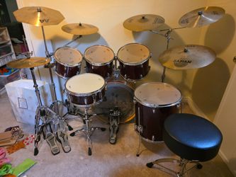 Mapex Pro M 6-Piece All-Maple Drum Kit + Full Sabian AAX Cymbal Set & Double Pedals