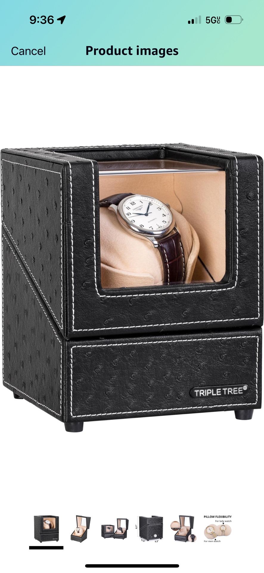 Single Watch Winder for Automatic Watches, with Super Quiet Japanese Motor, 4 Rotation Mode Setting, Flexible Plush Pillow Fit Lady and Man Watches